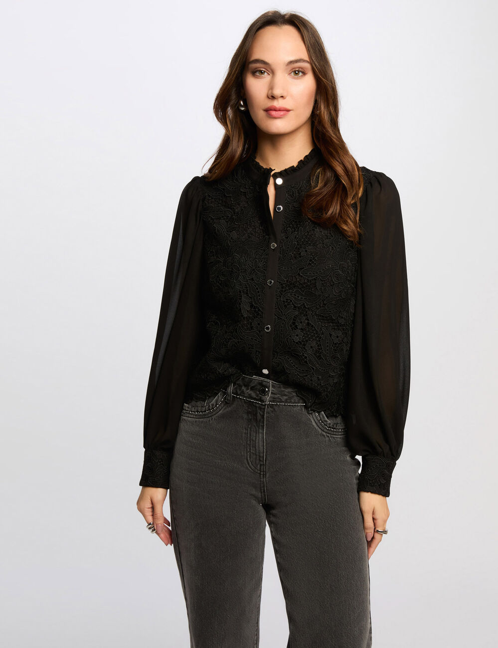 Langarmhemd schwarz damen