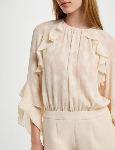 Combishort à volants creme femme