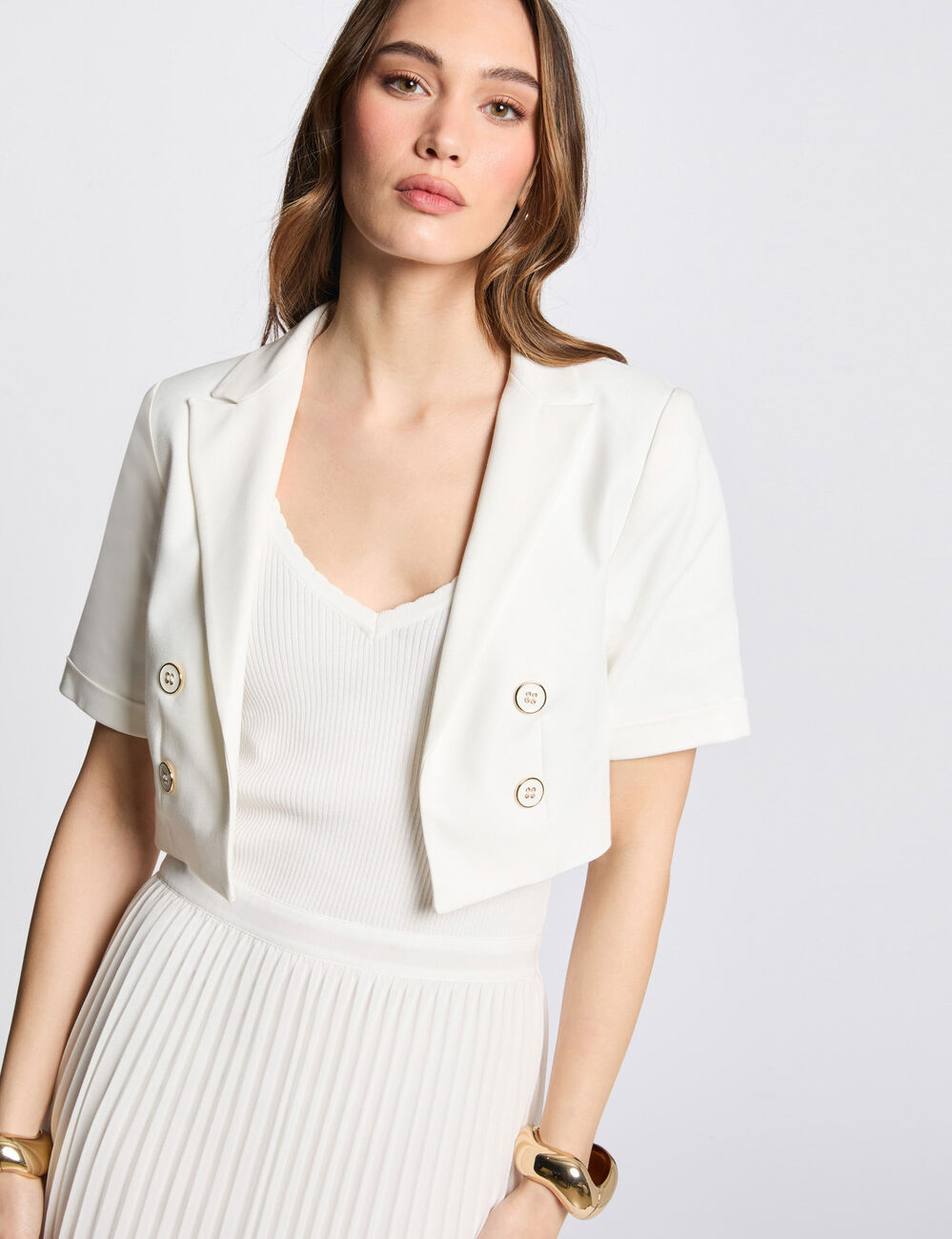 Bolero mit kurzen Ärmeln weiss damen