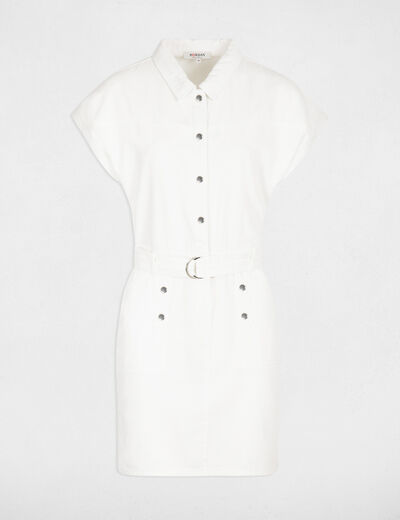 Robe courte ajustée en jean ecru femme