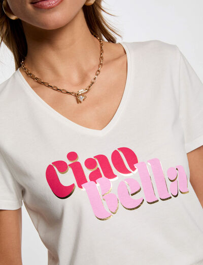 T-shirt mit Aufdruck weiss damen