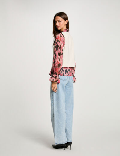 Gilet sans manches col en V ivoire femme