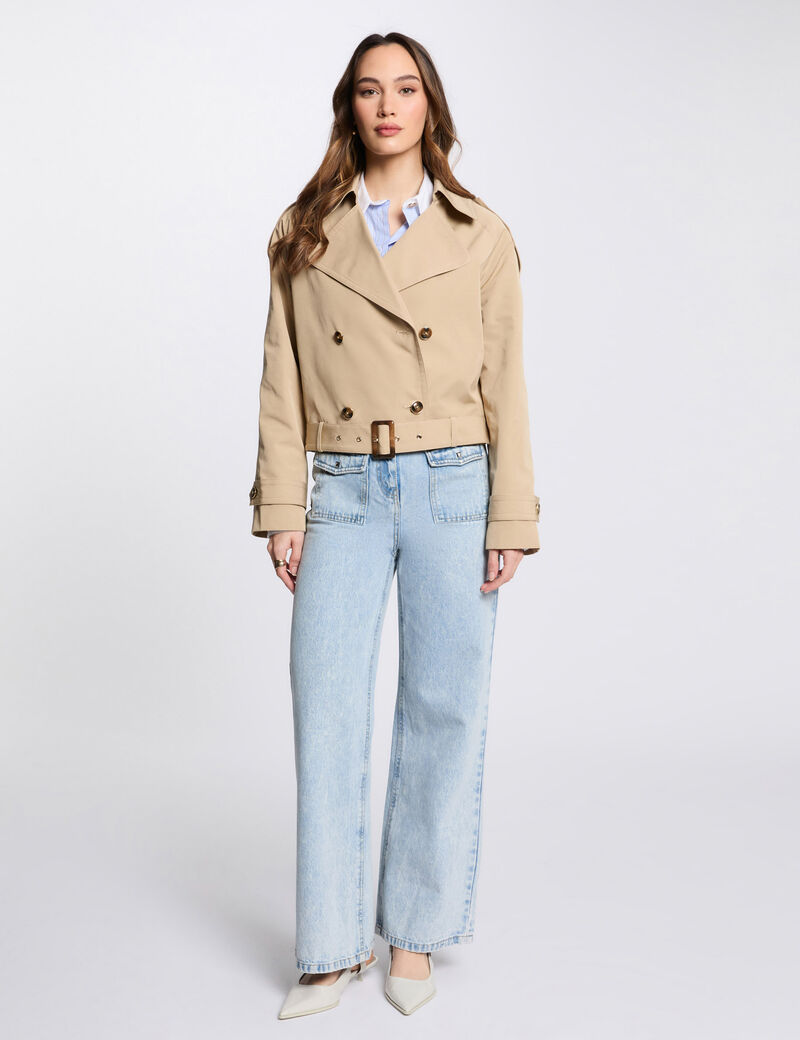 trench court ceinture beige femme Trench court ceinturé beige femme