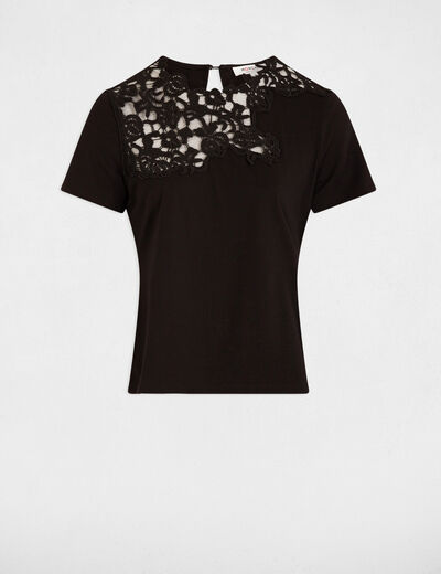T-Shirt mit kurzen Ärmeln schwarz damen