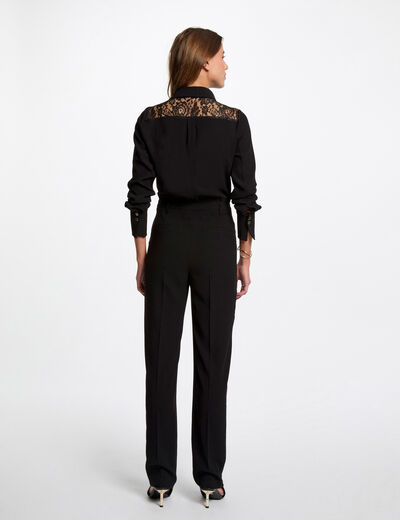 Combinaison longue dentelle noir femme