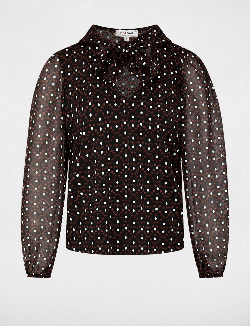 Blouse voile col lavalli&egrave;re multicolore femme