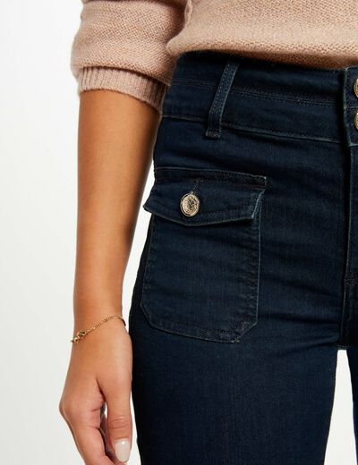 Bootcut-Jeans mit hoher Taille rohes denim damen
