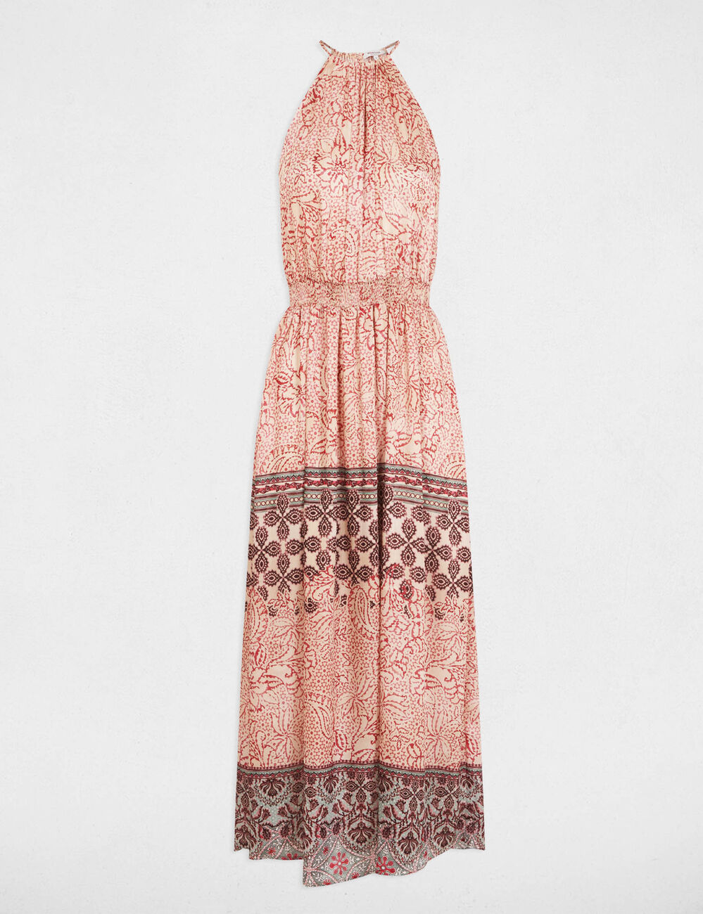 Robe longue droite imprimée multicolore femme