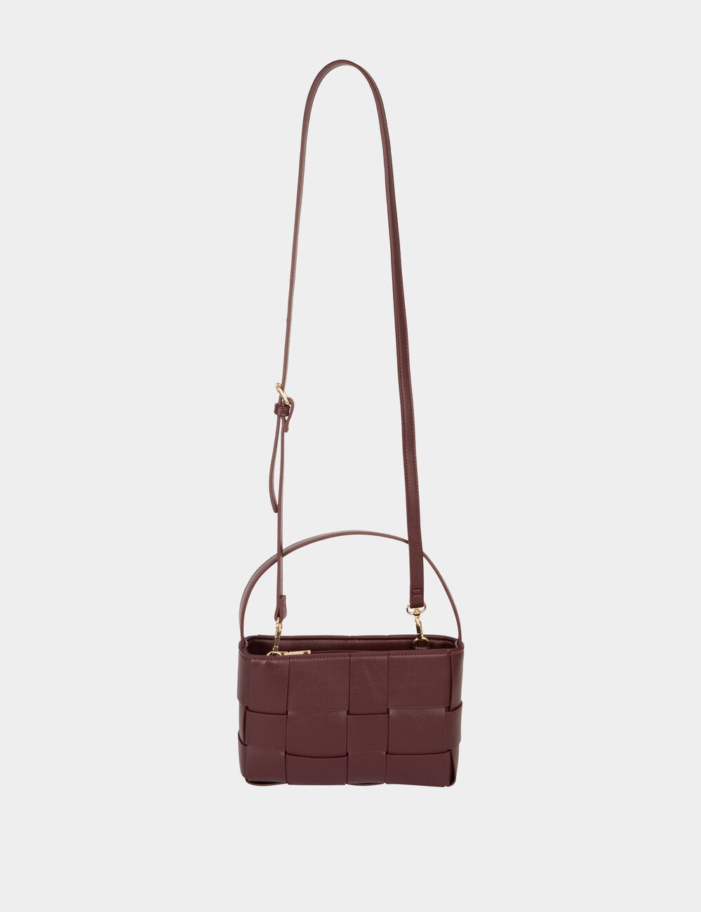 Sac tress&eacute; similicuir bordeaux femme