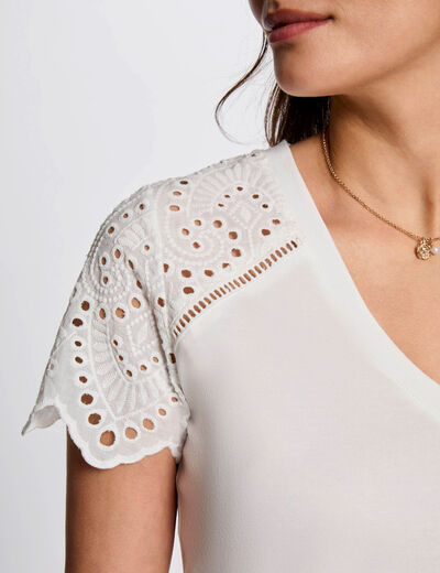 T-shirt manches courtes blanc femme
