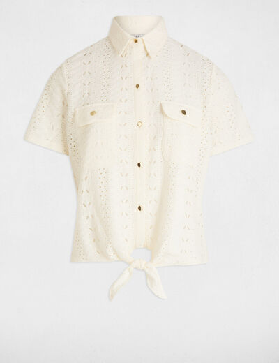 Chemise manches courtes ivoire femme