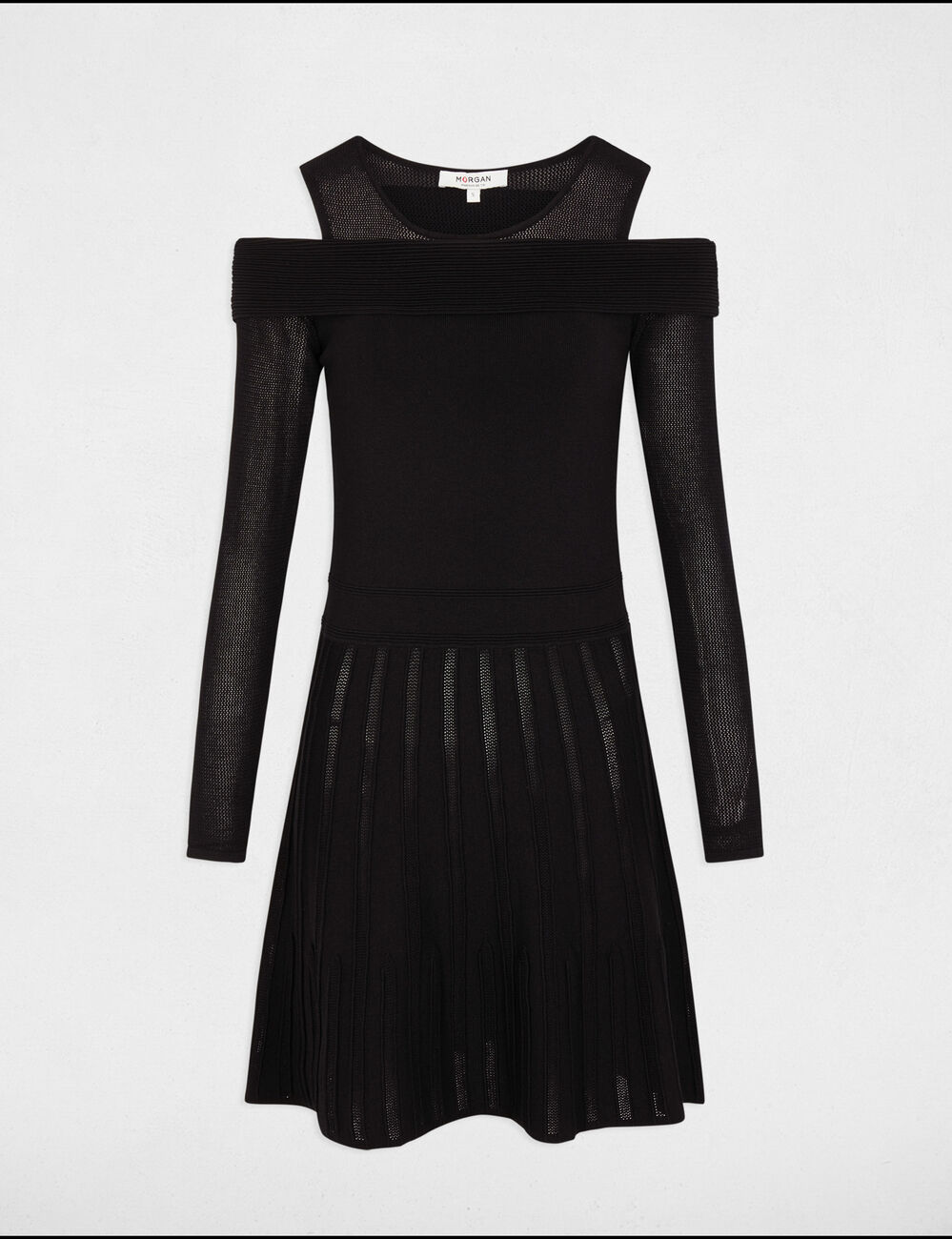 Kurzes, gestricktes Trapez-Kleid schwarz damen