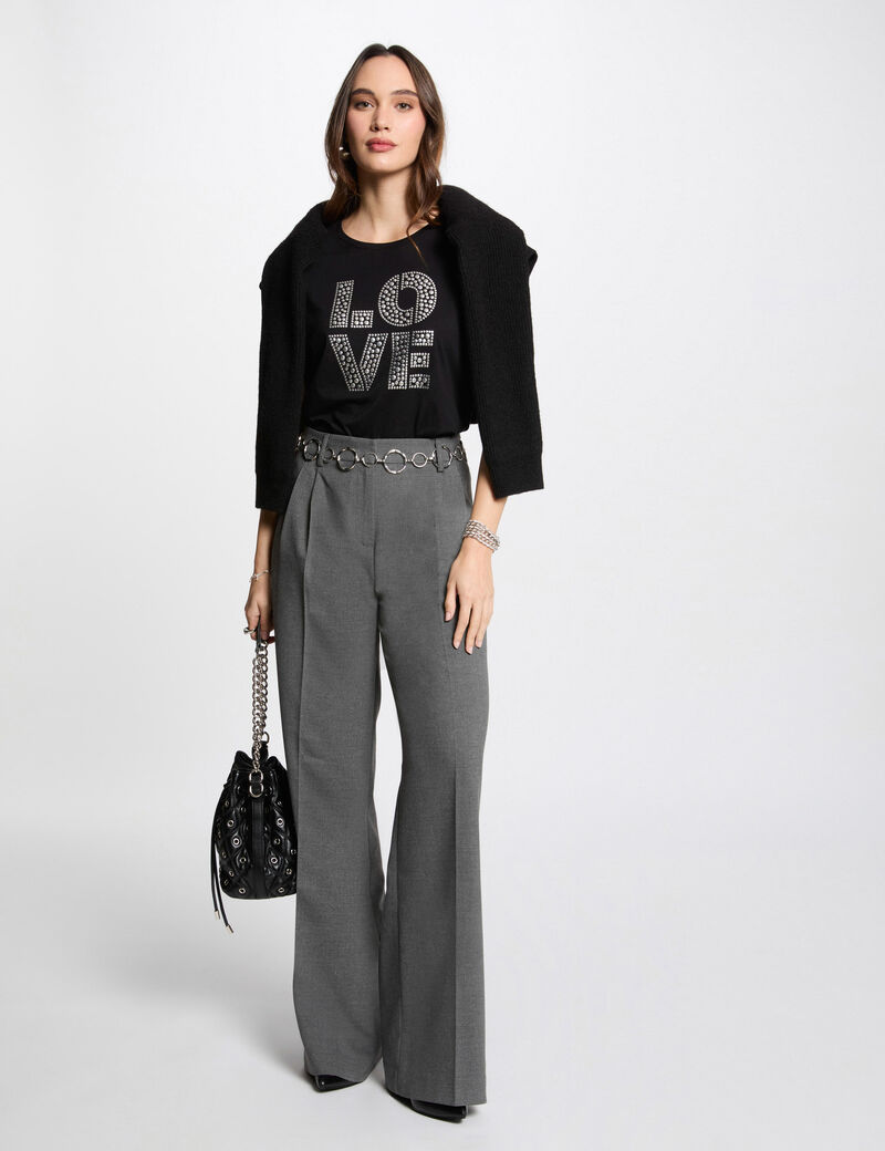 T-Shirt mit Aufdruck schwarz damen