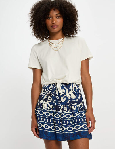 Jupe courte imprimée multicolore femme