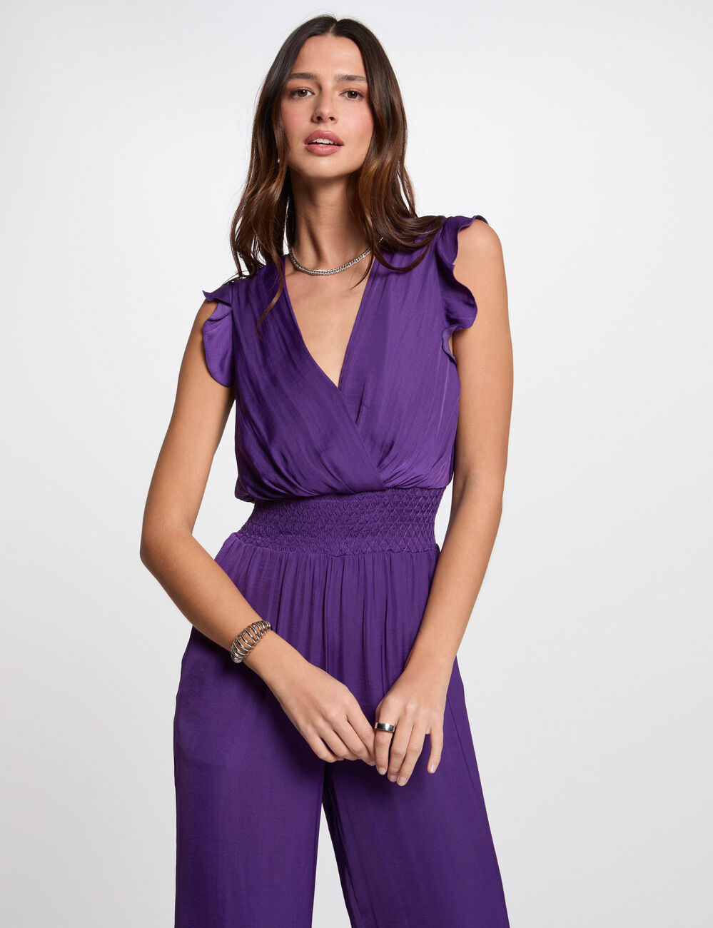 Langer, fließender Jumpsuit violett damen