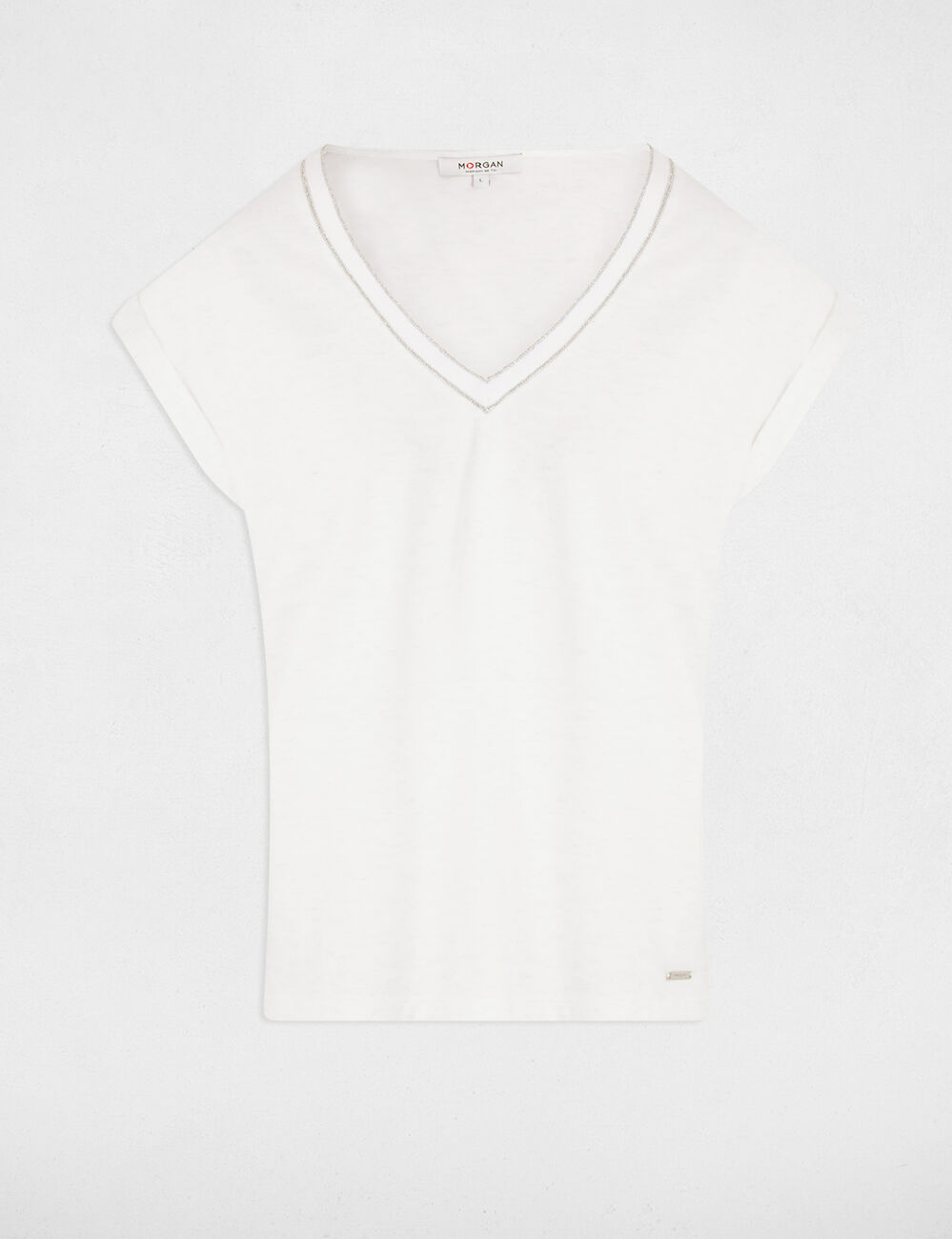T-shirt manches courtes ivoire femme