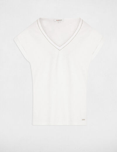 T-shirt manches courtes ivoire femme