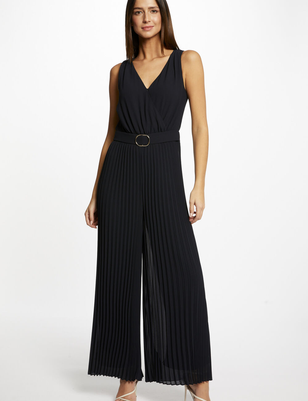 Lockerer Jumpsuit mit plissierten Beinen marineblau damen