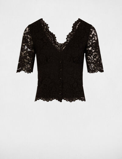 3/4-Arm-Shirt mit Spitze schwarz damen