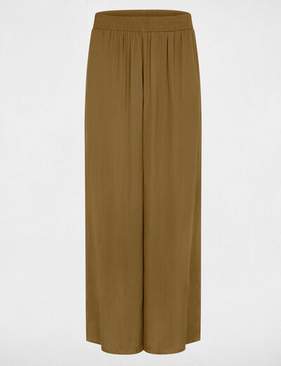 Pantalon large fluide vert kaki femme