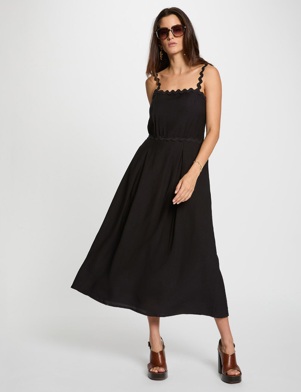 Robe ajustée bretelles fantaisie noir femme