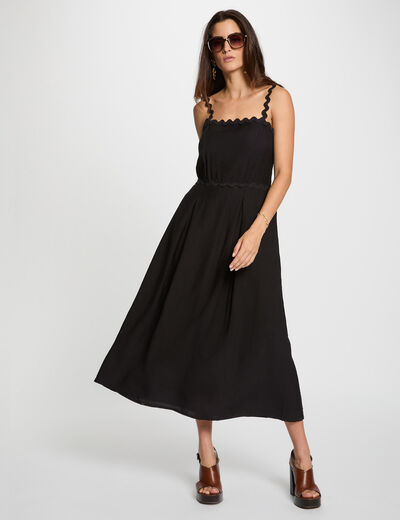 Robe ajustée bretelles fantaisie noir femme