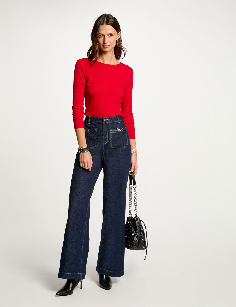 Langarm-T-Shirt rot damen