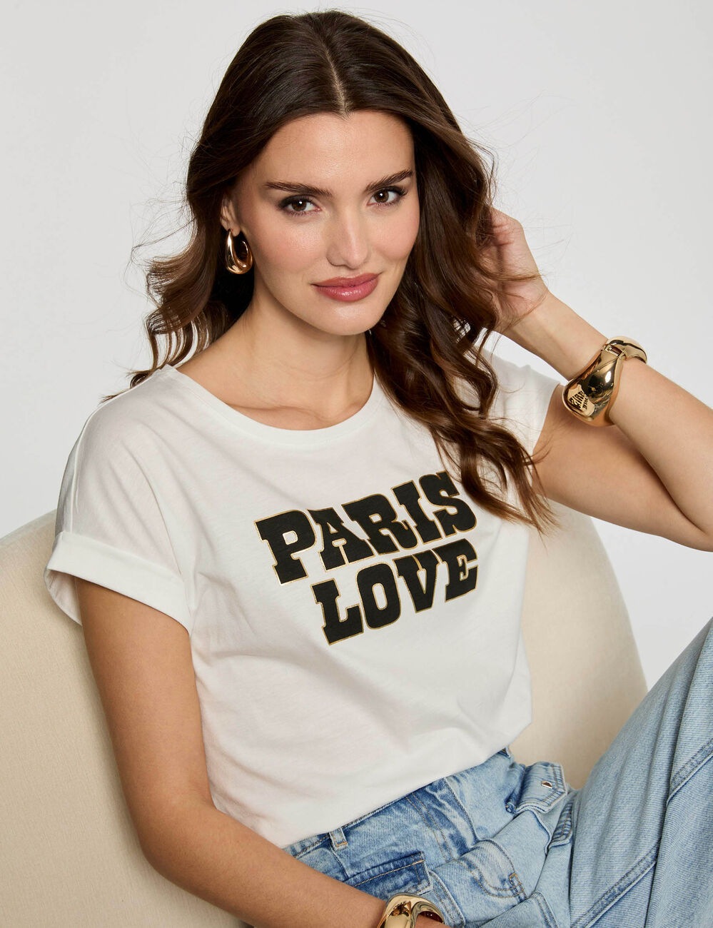 T-shirt mit Aufschrift weiss damen