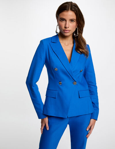 Blazer mit doppelter Knopfleiste elektrisch blau damen