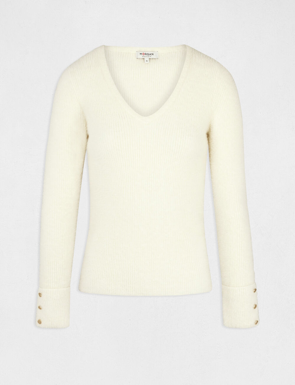 Fflauschiger Strickpullover elfenbein damen