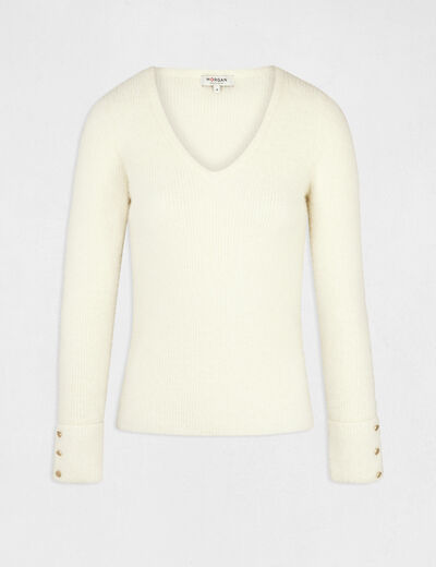 Fflauschiger Strickpullover elfenbein damen