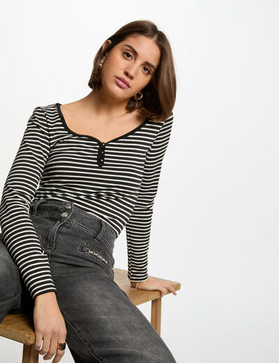 Langärmliges T-Shirt schwarz damen