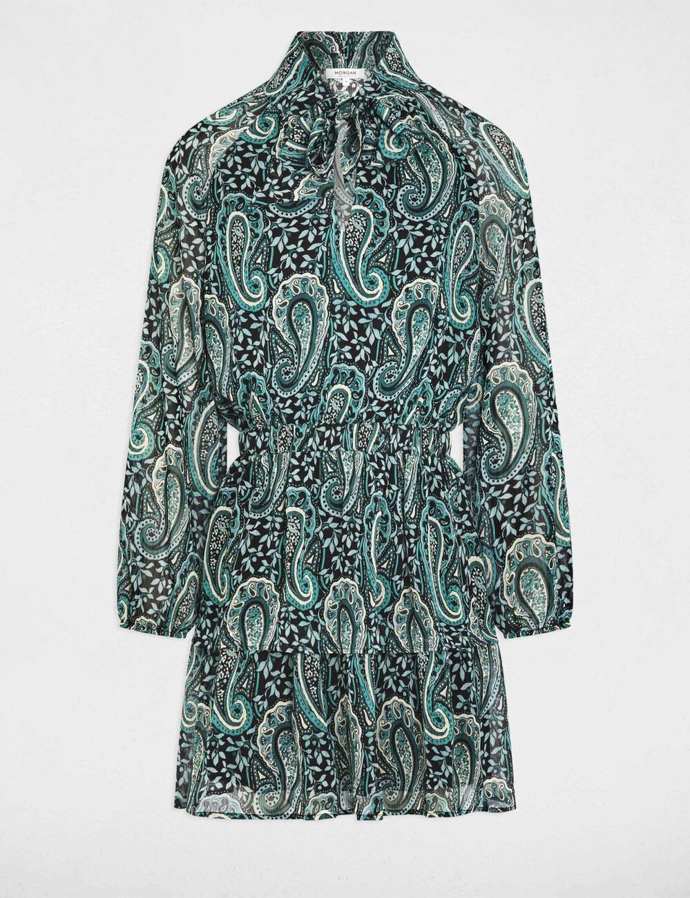 Kurzes kleid mit lavalli&egrave;re-kragen mehrfarbig damen