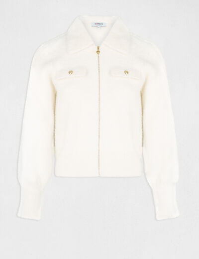 Langarm Strickjacke mit Reverskragen elfenbein damen