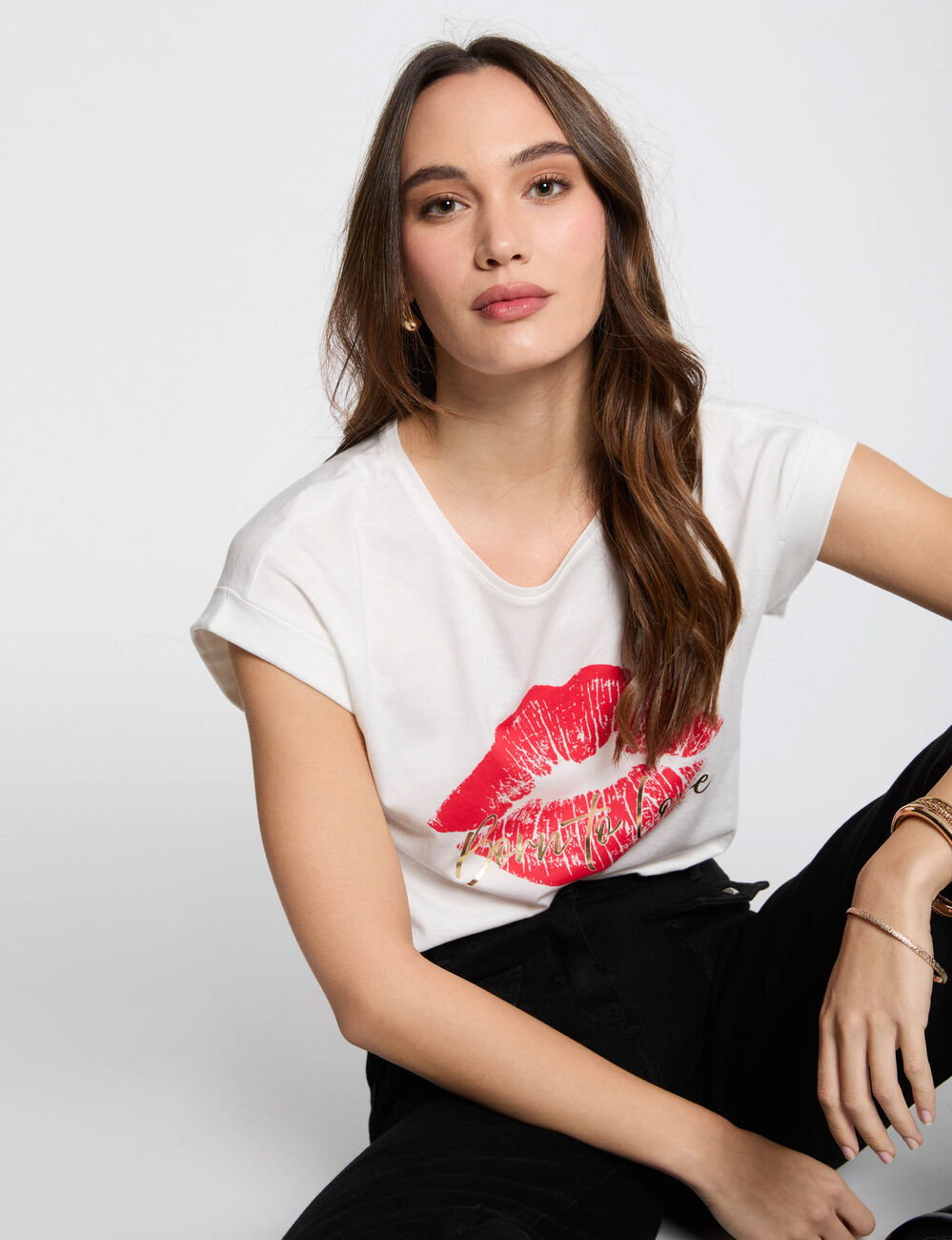 T-Shirt mit Aufdruck weiss damen
