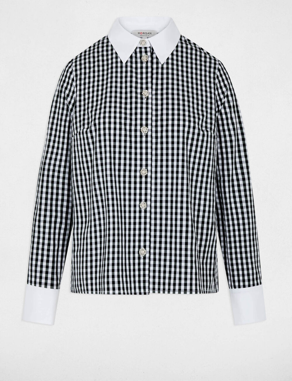 Hemd mit kontrastierendem Kragen mehrfarbig damen