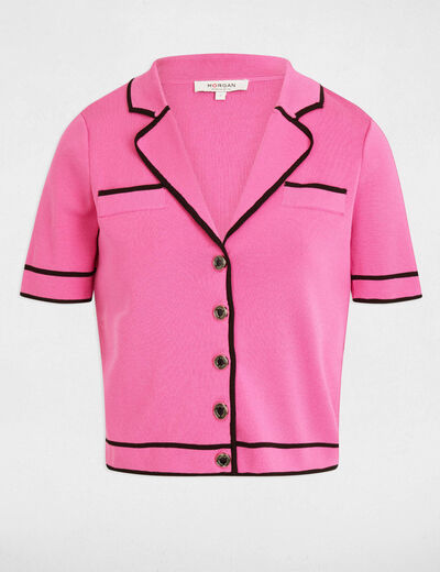 Gilet manches courtes rose femme