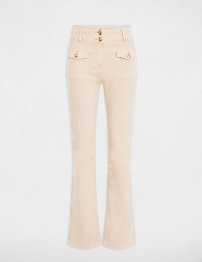Pantalon ajusté velours ivoire femme