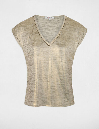 T-shirt mit kurzen Ärmeln goldgelb damen