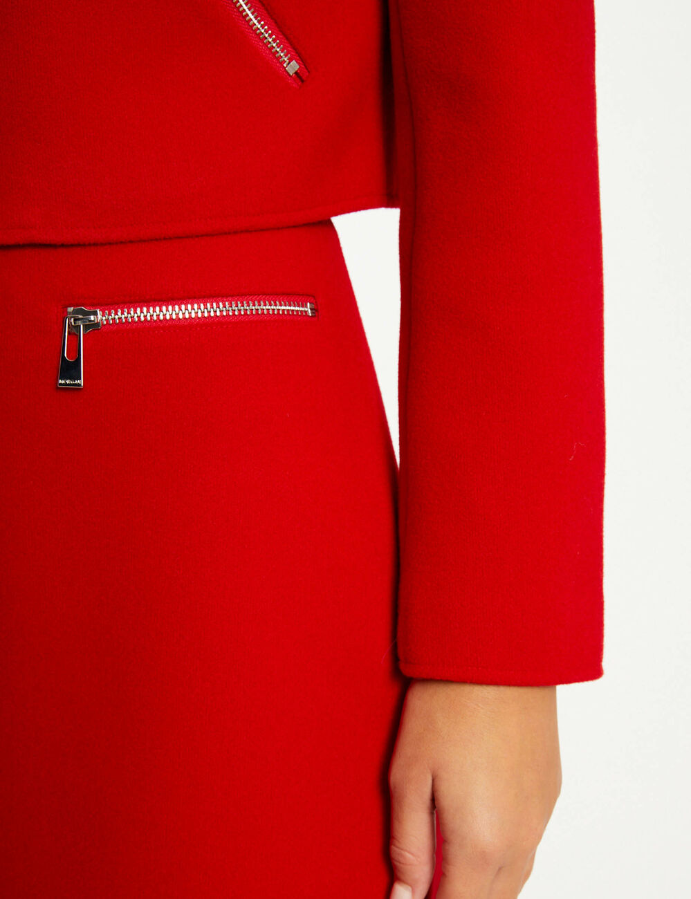 Gerader Rock mit Reissverschluss rot damen