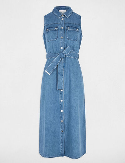 Midi-A-Linien-Kleid aus Denim stone denim damen