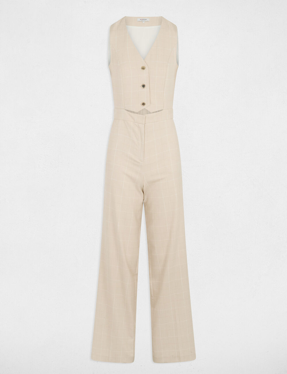 Weit geschnittener Overall beige damen