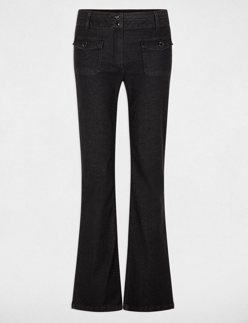 Jean bootcut boutons denim noir femme
