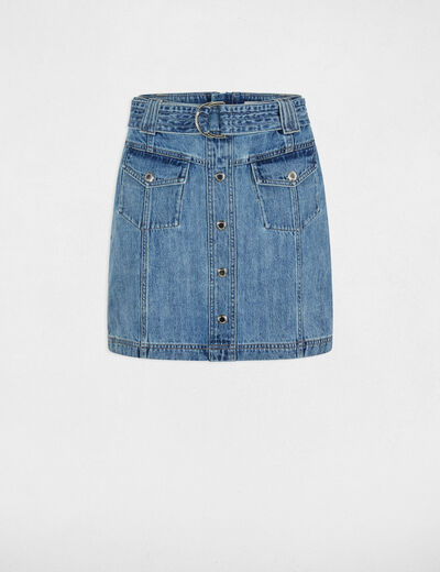 Jupe courte en jean denim stone femme