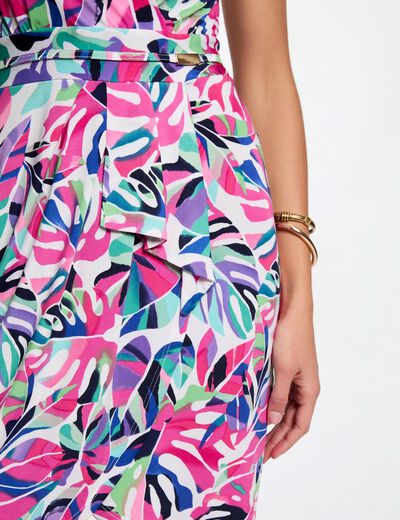 Robe courte ajustée imprimée multicolore femme