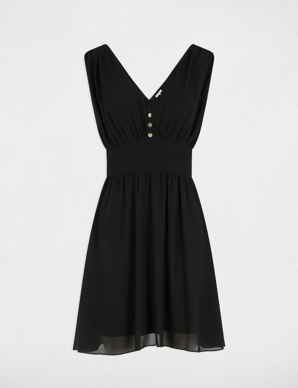 Kurzes, fließendes, ausgestelltes Kleid schwarz damen