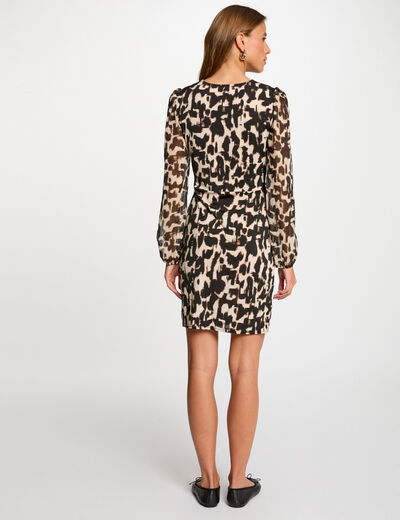 Robe courte ajustée imprimée multicolore femme