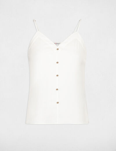 Top à bretelles et boutons ecru femme
