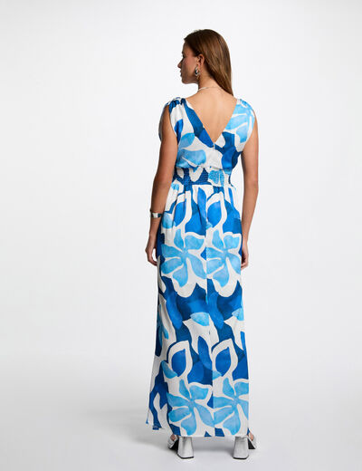 Robe longue droite imprimée multicolore femme