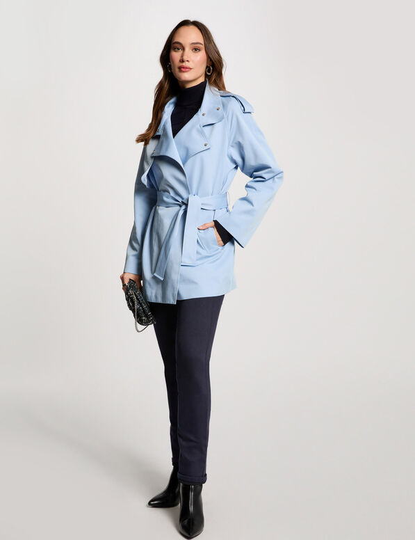 trench court fluide bleu ciel femme Trench court fluide bleu ciel femme